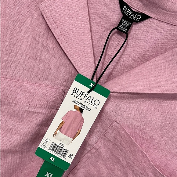 Buffalo Linen Blend Light Pink Button Down Shirt XL NWT - Picture 2 of 8